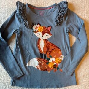 Kids Fox Graphic Long Sleeve Shirt - Blue. Sz 6-6